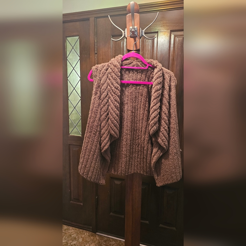 SHEIN Brown Chunky Open-Front Knit Cardigan